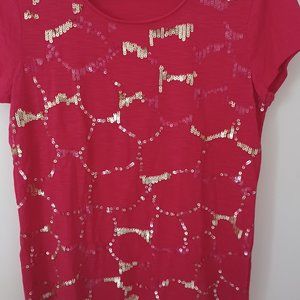 NWOT Fun,Fun Fun Zen hot pink with bling shirt